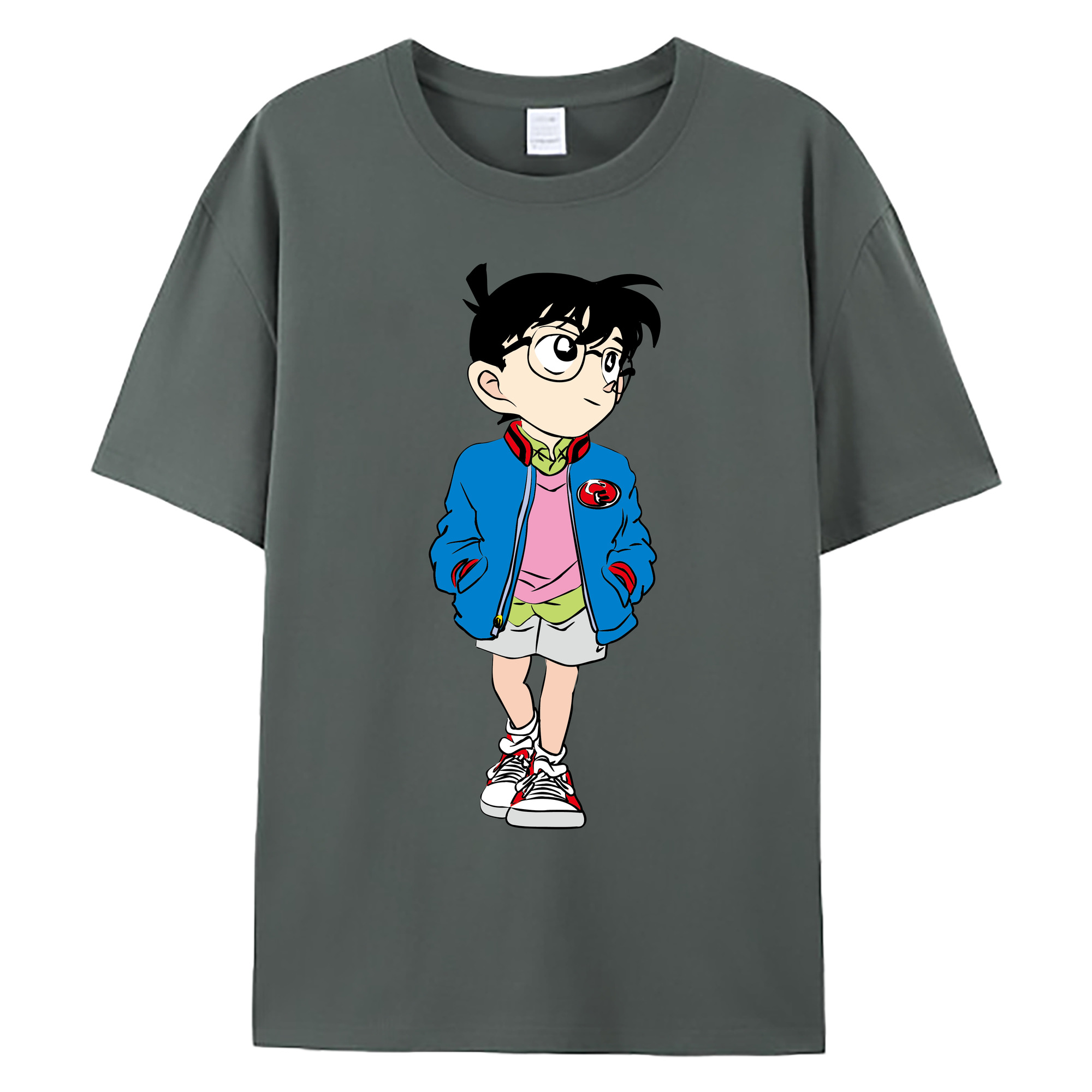 （画像用） 名探偵コナン 江戸川 コナン Detective Conan Conan Edogawa 綿100％ メンズ半袖Tシャツ｜肌触りやわらか＆通気性